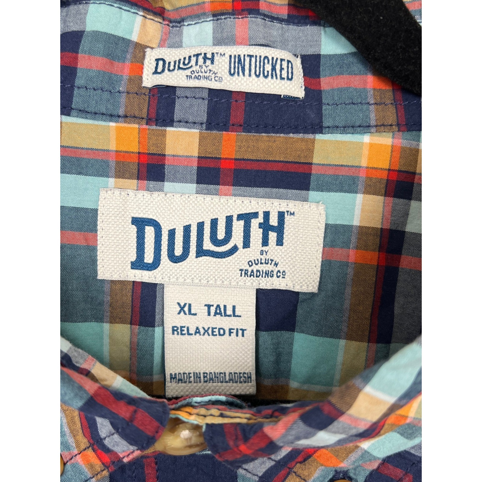 Duluth Trading Co Untucked Plaid Shirt Mens XL Tall Relaxed Fit BBQ 3237-112 image 3