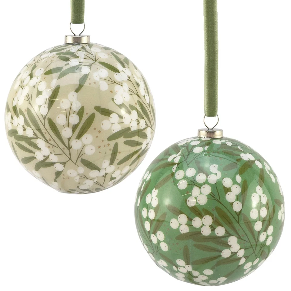CRAFTY CAPERS Mistletoe Berries Duo | Christmas Tree Lightweight Baubles | Gisela Graham