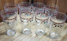 Gibson Tartan Ribbons Holiday Tumbler Glasses Set Of 8