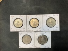 Switzerland 1968-2016 2 Francs XF 5 Coin Lot.  R10291