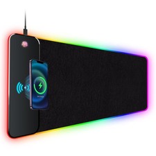 RGB 15W Gaming Mouse Pad w/ Wireless Charger 10 Light Modes Non-Slip Waterproof