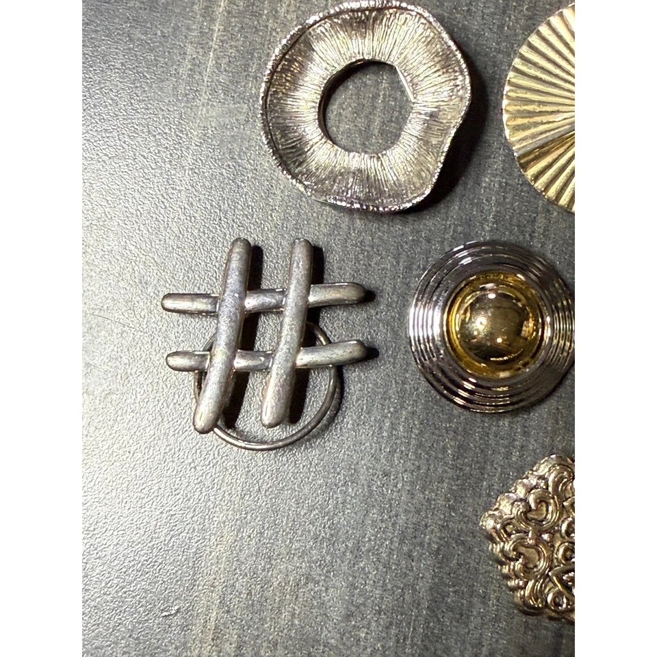 Lote de 7 pines de solapa adornados tono plata dorado vintage para bufanda Foto 4 de 4