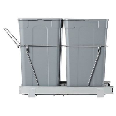 Kitchen Cabinet Pullout Garbage Bin 27QTx2 Dual Under Sink Waste Disposal &