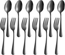12 Pieces Spoons  Forks Set,Food Grade Stainless Steel Flatware Cutlery Set,6