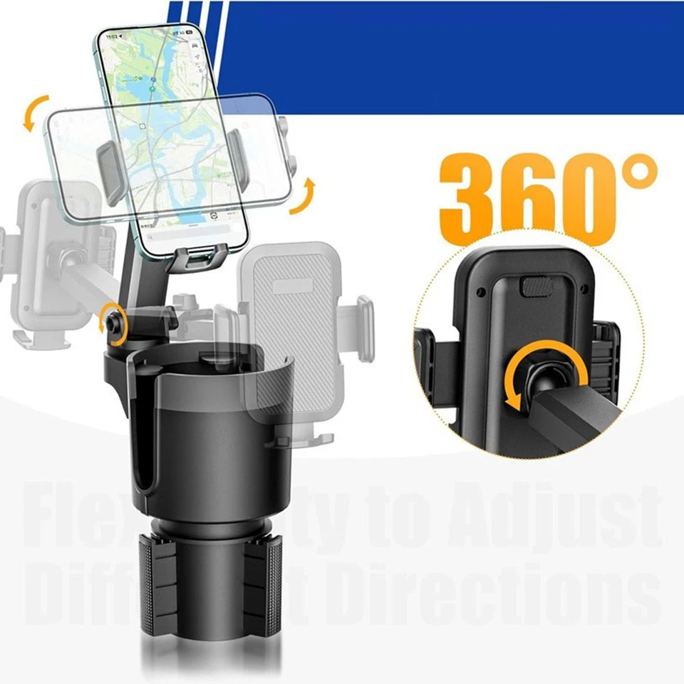 Cup Holder Expander Phone Holder 360° Rotation Cellphone Car Holder Adjustable - Image 4 of 4