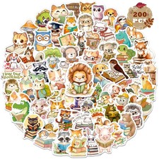 WAKEMOODEI 200PCS Animal Bookish Stickers, Waterproof Book Stickers Colorful