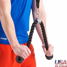 Heavy Duty Tricep Rope Attachment W/ Durable Rubber Grip Strength Training New