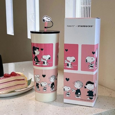 New 2025 China Starbucks Cute Snoopy 24 oz Straw Cup with Straw Cap Mug 710ml