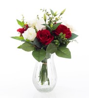 Artplants KüNstlicher Brautstrauß Elayna, Rot-Weiß, 35Cm, Ø30Cm