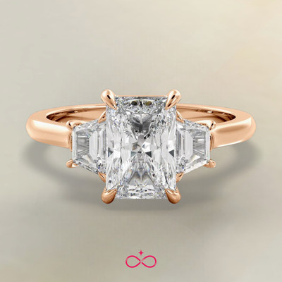 IGI-zertifizierter im Labor gezüchteter 4,80 kt Radiant Cut 18 kt Rotgold Dia...