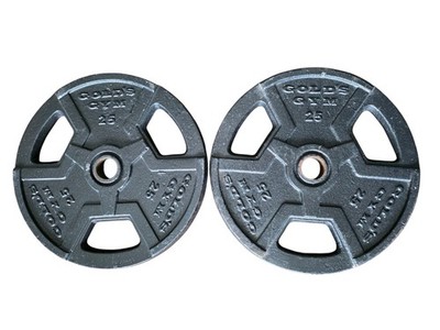 GOLD'S GYM × IRON NERVE Gold's Gym Pair 25 Pound Steel Iron Standard 1” Grip Weight Plates