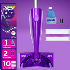 Swiffer WetJet Floor Mop Starter Kit with 10 Pads Cleaner Solution