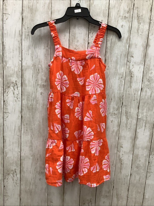 Crewcuts by J.Crew Girls' Orange Floral Cotton Gauze Tiered Sundress, Size 10