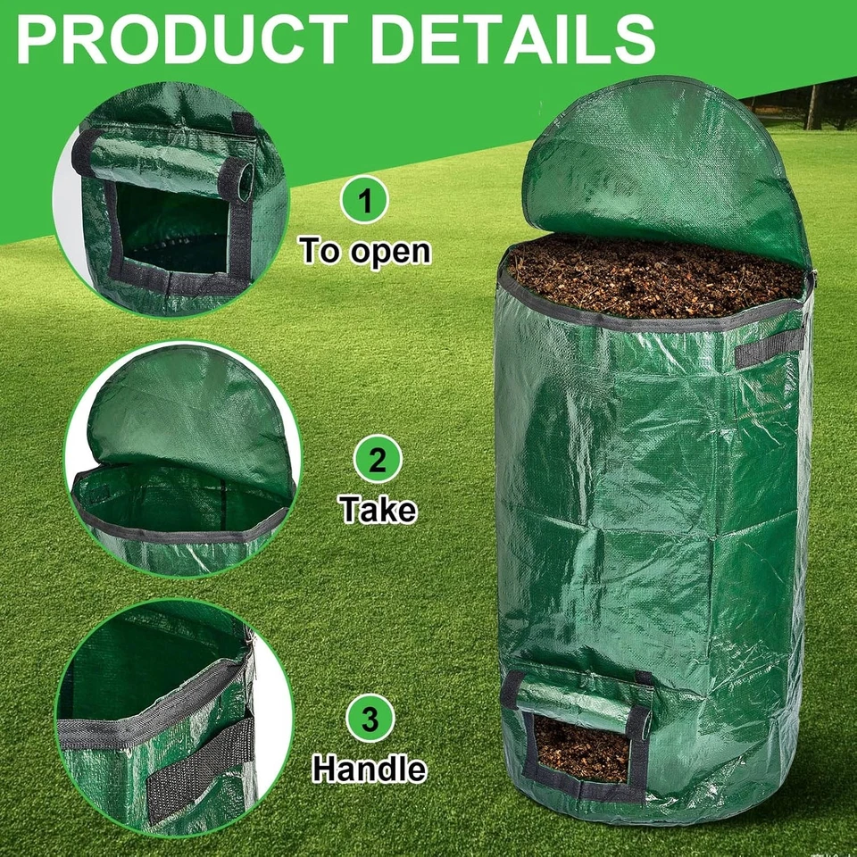 34 Gallon Large Green Compost Bags - Pack of 4 for Garden Waste Management - Image 3 of 4