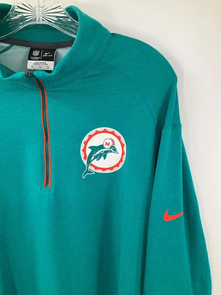 MIAMI DOLPHINS THROWBACK TEAM EMITIDO NIKE ON FIELD DRI-FIT AQUA QTR CREMALLERA TALLA: XL Foto 2 de 4