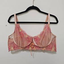 Torrid Curve Lace Embroidered Balconette Bra Pink Underwire 2X Dainty Coquette