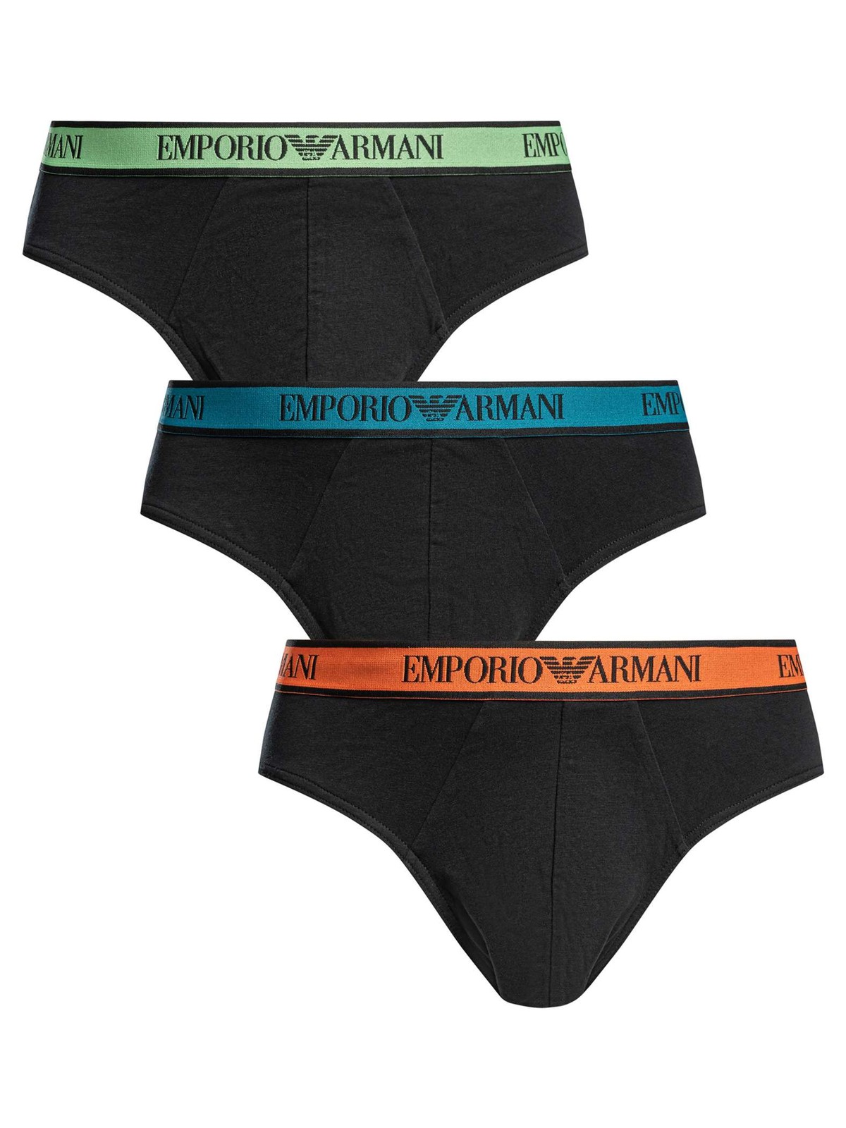 Emporio Armani 3 Pack Cotton Stretch Briefs, Black - S