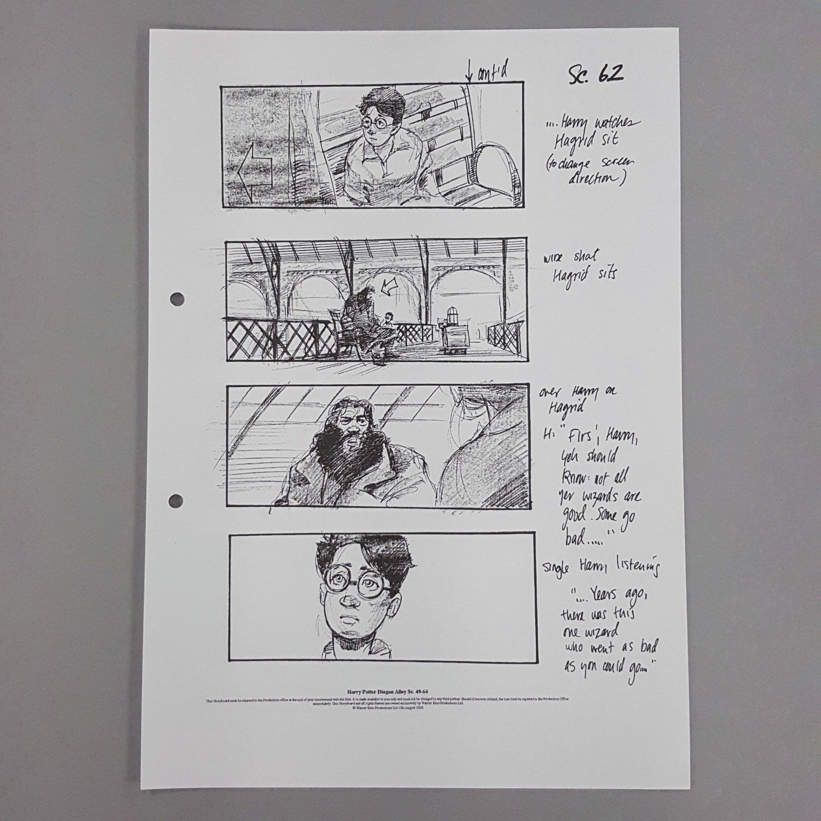 Harry Potter Sorcerer's Stone Original Storyboard Hagrid Warns Harry Scene 62