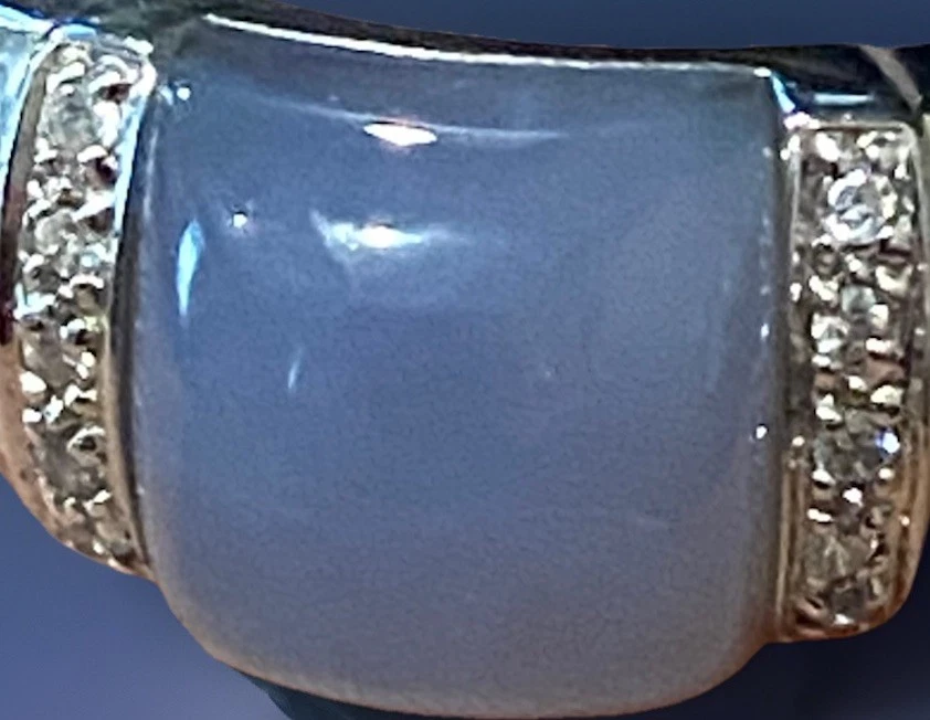 Anillo de calcedonia de oro blanco de 14k BH Effy con detalles de diamantes - talla 7 Foto 2 de 4