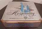 Vintage MCM Federal Glass Hospitality Snack Set 4 Plates 4 Cups Unused in Box