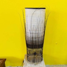 Piantana etnica in tessuto bianco fili oro e giunco