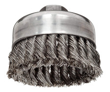 Weiler 4" Single Row Knot Wire Cup Brush, .023" Stainless Steel Fill, 1 Pc
