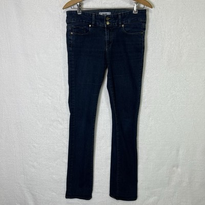 Paige Hidden Hills Straight Jeans Women s 29 Blue Denim Dark Wash Low Rise