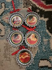 Lot Coke brand Coca cola XL bottle caps holiday picture Christmas ornament