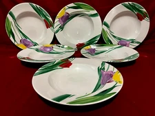 Studio Nova Florish Set Of 6 Rimmed Pasta/Soup Bowls 9"