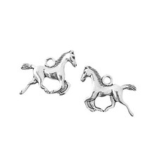 10 Antiqued Tibetan Silver 3D Two Sided 15x19mm Horse Bead Drop Charms