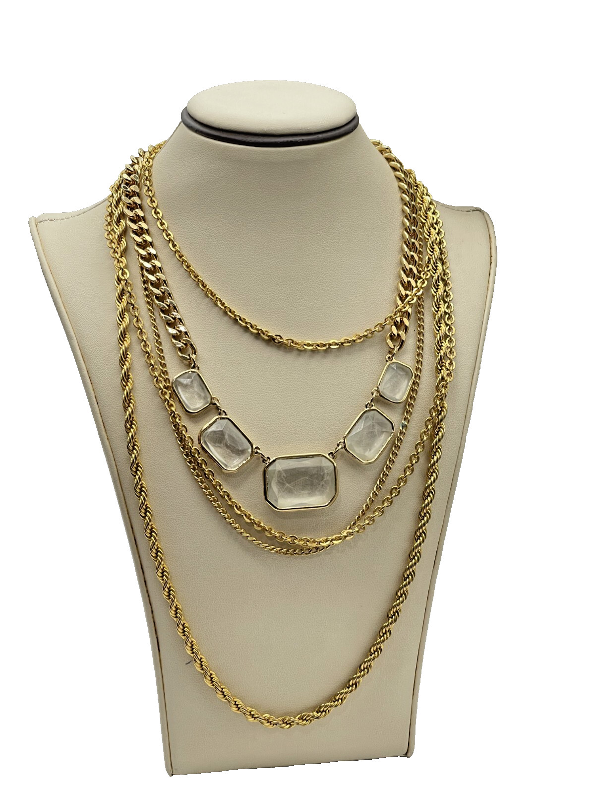 4 Layering Stackable Vintage Gold-Plated Necklace… - image 1