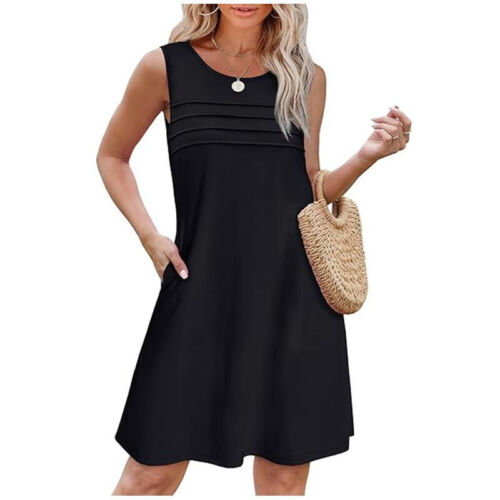 Summer Beach Mini Sundress Women Party Tank Fit Sleeveless Dress Casual Pullover - Picture 3 of 23