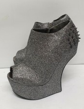 Lungta de Fancy Glitter Ankle Peep Toe Side Zip Boots Size EU 39 REF C 540