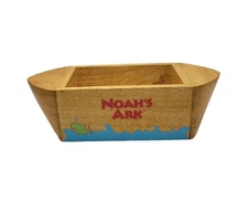 Vintage Great American Audio Corp Noah's Ark Wooden Boat Cassette Holder Toy