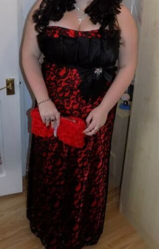 Red & Black Lace Prom Dress - Size 18-20 | eBay