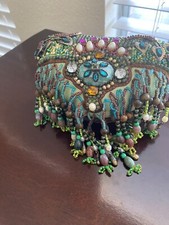 Mary Frances Shoulder Small Satin Beaded Bag, Heart Shaped, NWOT