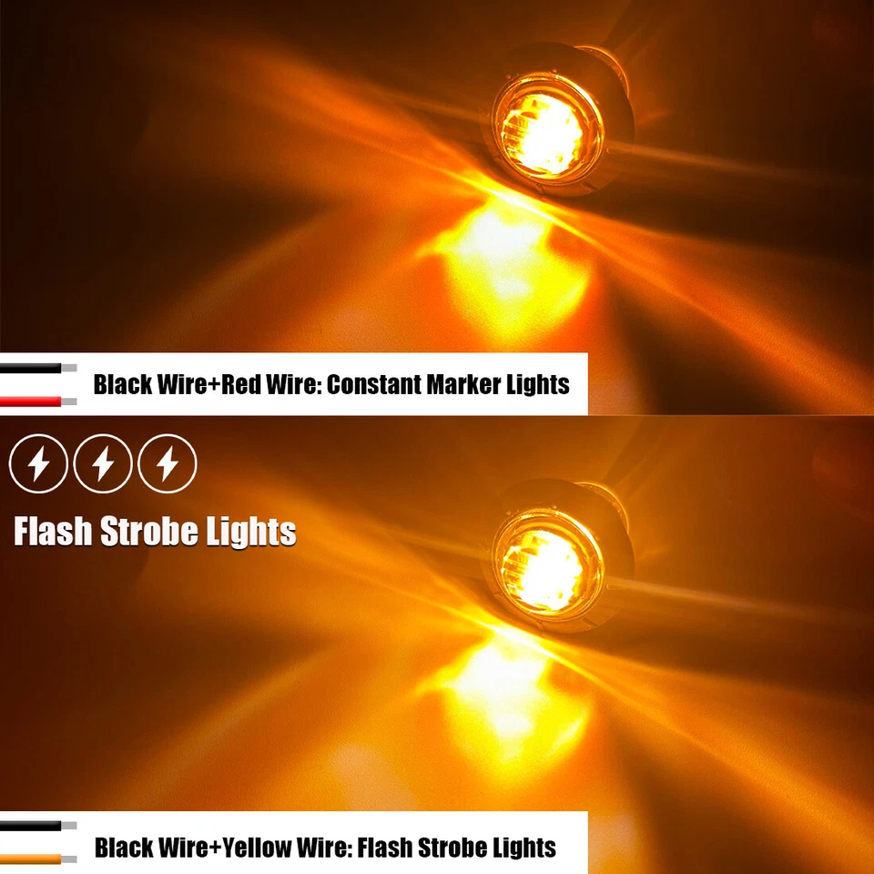 3/4" LED Marker Lights Round Clearance Truck RV Trailer Flash 12V Bullet Lamps - Image 3 of 4