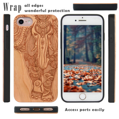 Elephant Wood Phone Case Optional Magnetic Car Mount or Screen Protector