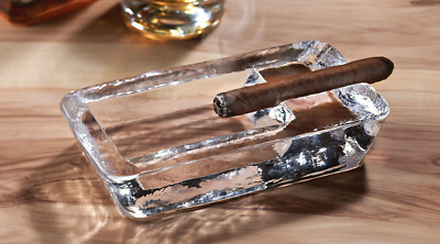 Large Heavy Crystal Glass Cigar Ashtray Outdoor Crystal Glass Ash Tray for Patio