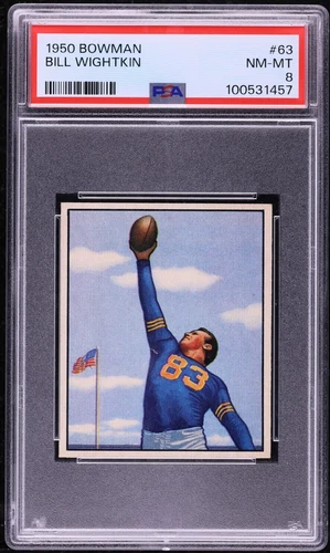 1950 Bowman Football Bill Wightkin #63 PSA 8 NM-MT
