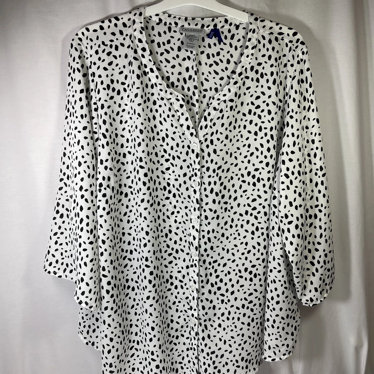 White and black spot blouse cheap