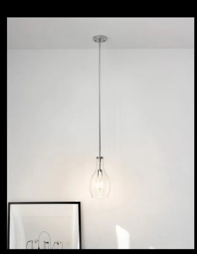 Kichler Everly 7-inch Wide Farmhouse CHROME Pendant Lighting Clear Glass - Picture 3 of 6