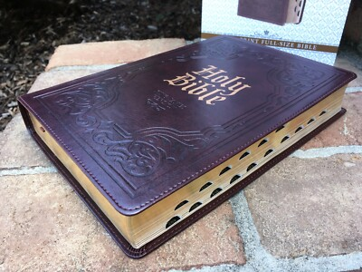 #ad KJV Giant Print Bible indexed Red Letter Dark Brown Faux Leather $39.49