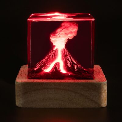 Volcano Night Lights Lava Lamp Volcano Eruption Ornament 3D Mini Lava Lamp Ep...