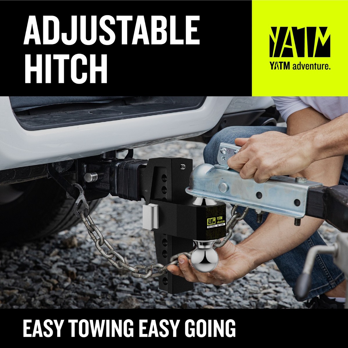 Bornerwhite Adjustable Trailer Hitch Fit 2 inch Receiver, Drop Hitch