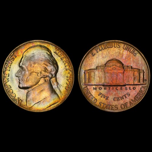 MS65 1950-D 5C Jefferson Nickel, PCGS Trueview- Rainbow Album Toned Key Date - Picture 4 of 6