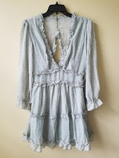 Deep V Neck Long Sleeve Backless Cottagecore Coquette Mini Dress Size M NWOT