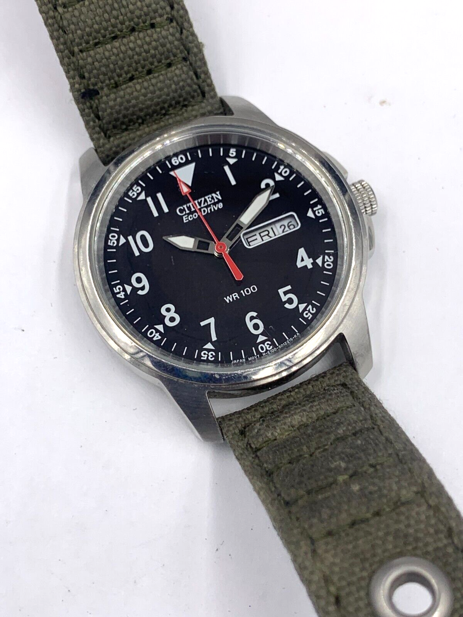 Citizen watch Eco-Drive E100-S012215 Good Condition Day/Date 37 mm