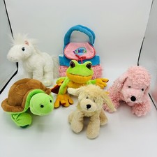 Webkinz Lot NO CODES Plush With Purse Unicorn Poodle Frog Turtle Dog