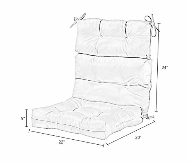 Red Out Door Chair High Seat Back Chair Cushion Set Patio Ties Durable Set of 2